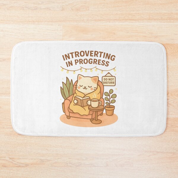 Item preview, Introverting in Progress – Cute Cozy Cat with Book & Coffee | Kawaii Introvert Life Design designed and sold by ArtbotsGallery.