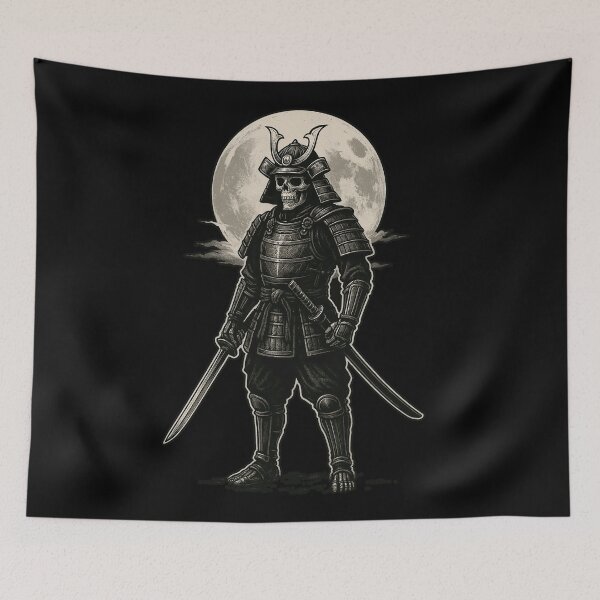 Item preview, Samurai Skull Warrior – Undead Ronin with Katana and Full Moon Design designed and sold by HAFIZ-DP.