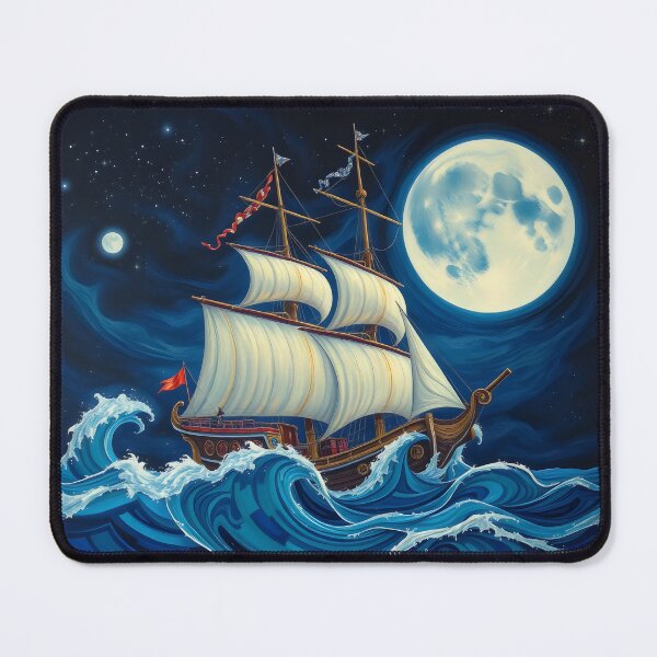 Item preview, Surreal Junk Ship Under Moonlight designed and sold by NaughtyMeow.