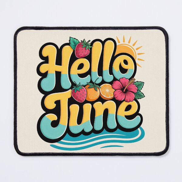 Item preview, Vintage Hello June Beach Sunset Design - Retro Ocean Waves Design for Summer designed and sold by pnidesign.