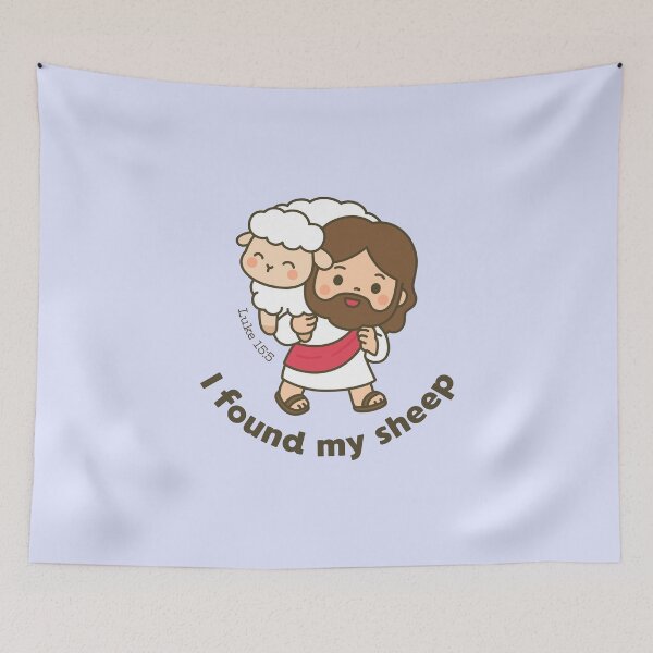 Item preview, I Found My Sheep – Cute Jesus with Lamb (Luke 15:5) designed and sold by BibleProject.