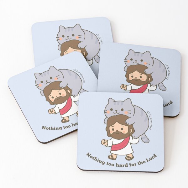 Item preview, Cute Jesus Carrying a Giant Cat – Nothing Too Hard for the Lord designed and sold by BibleProject.