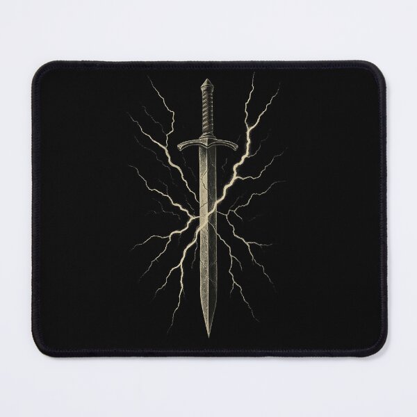 Item preview, Sword of Storms – Lightning Blade Vintage Engraving on Dark Background designed and sold by HAFIZ-DP.