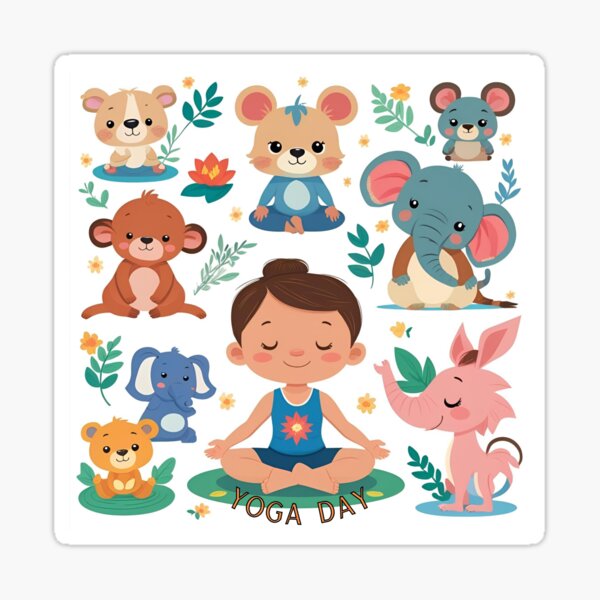 Item preview, Animal Yoga Day  designed and sold by ShobhaStyle.