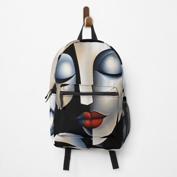 Item preview, Abstract Cubist Woman Portrait – Bold Geometric Face Art with Red Lips designed and sold by Shoot-The-Moon.