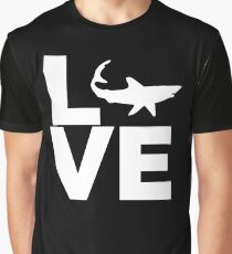 I Love Sharks White Shark Silhouette Graphic T-Shirt