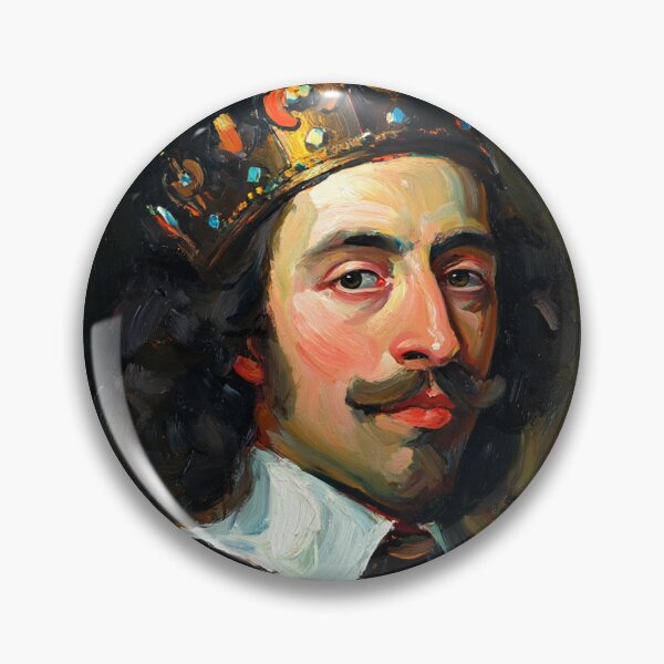 Item preview, Portrait of a Spanish King  with beard vintage painting art designed and sold by Vintage Designs +.
