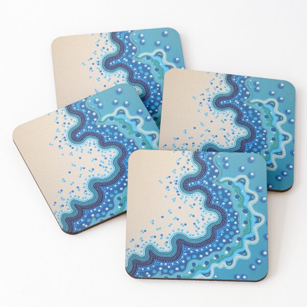 Item preview, Aboriginal Inspired Dot Art - Paradise Beach At Night designed and sold by GrinGalore.