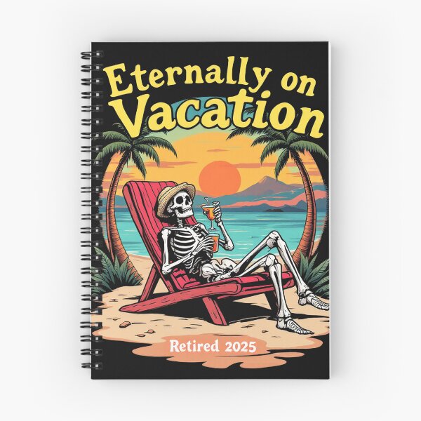 Item preview, Eternally on Vacation – Funny Retired Skeleton Tropical Sunset Design designed and sold by IM Hunter.
