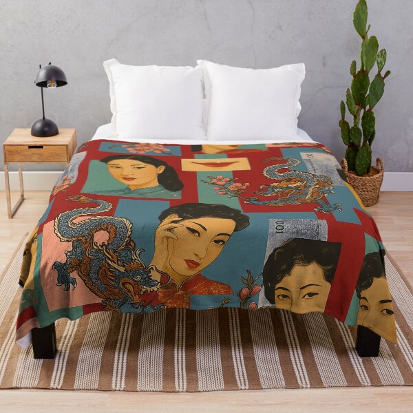 Item preview, Vintage Asian Collage Art – Geisha, Dragon & Floral Aesthetic designed and sold by weirdfishes123.