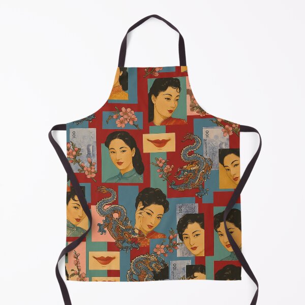Item preview, Vintage Asian Collage Art – Geisha, Dragon & Floral Aesthetic designed and sold by weirdfishes123.