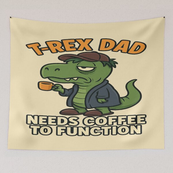 Item preview, Caffeine Before Carnage: T-Rex Dad Needs Coffee designed and sold by Rajasekar.