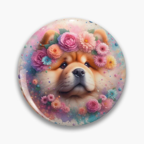 Artikelvorschau, Wunderliches Chow-Chow-Porträt mit floralem Heiligenschein entworfen und verkauft von Cuddle critters.