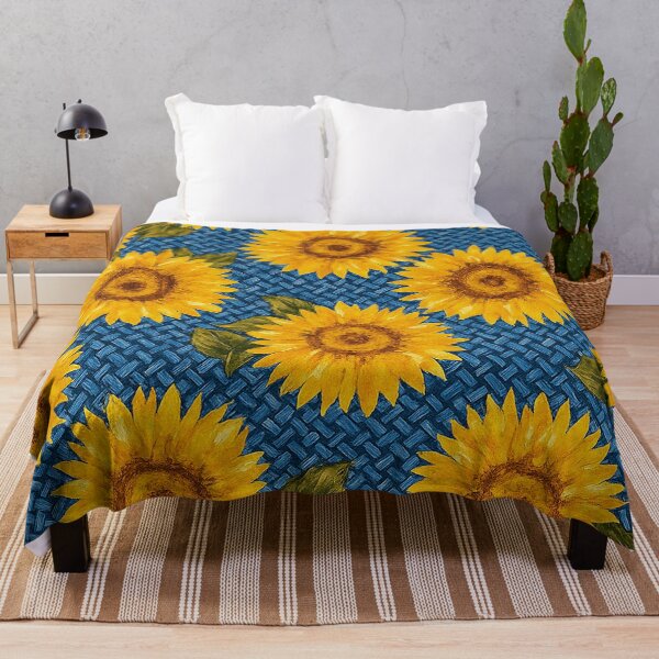 Item preview, Bright Sunflower Pattern on Blue – Bold Summer Floral Art designed and sold by weirdfishes123.