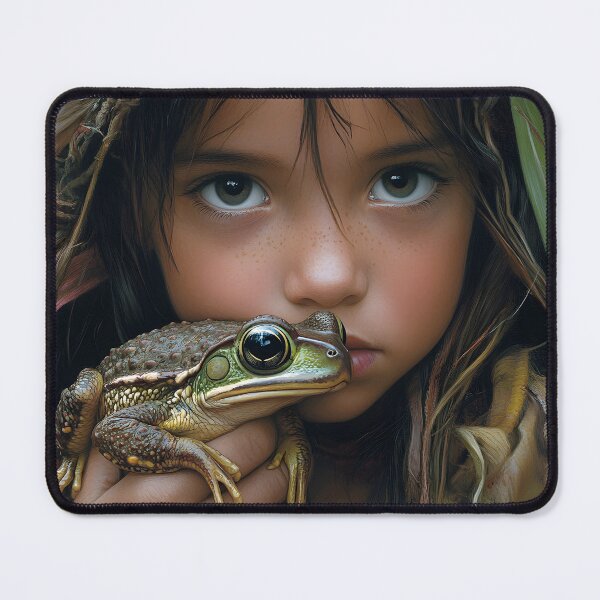 Item preview, Child with Frog Surrounded by Nature's Embrace designed and sold by Artessie.
