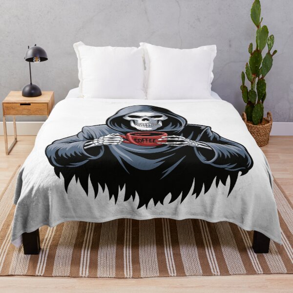 Item preview, A grim reaper drinking a cup of coffee, Illustration for Halloween designed and sold by AFernandesDSG.