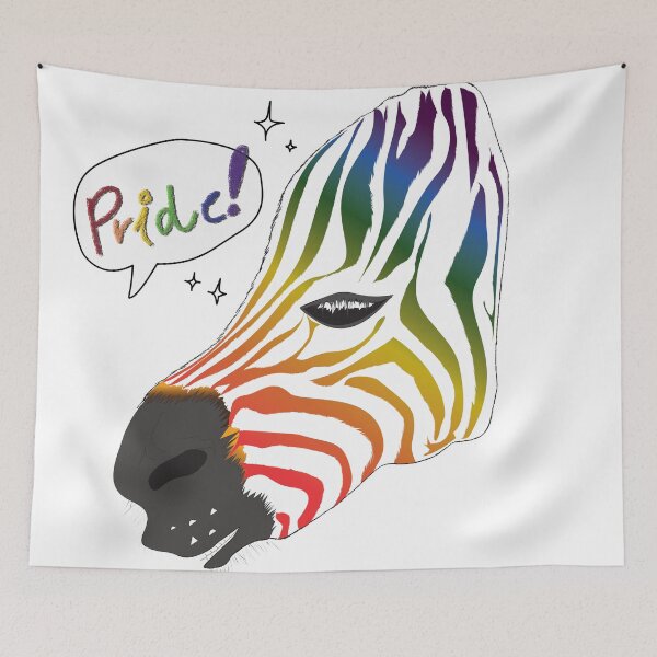 Item preview, LGBTQ Pride Collection Pride Zebra head with rainbow font designed and sold by Miza Drops.