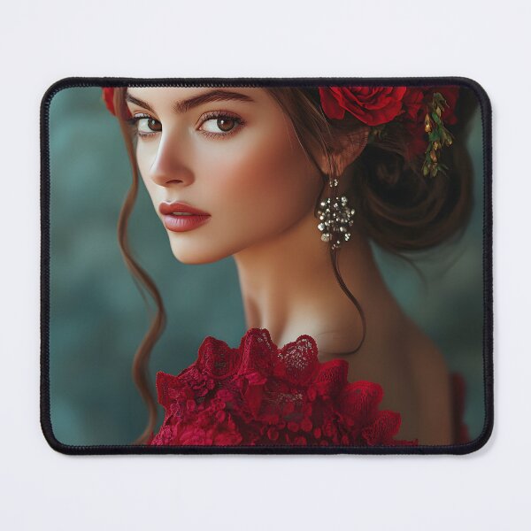 Item preview, Elegant Portrait of a Young Woman in Red Dress designed and sold by Artessie.