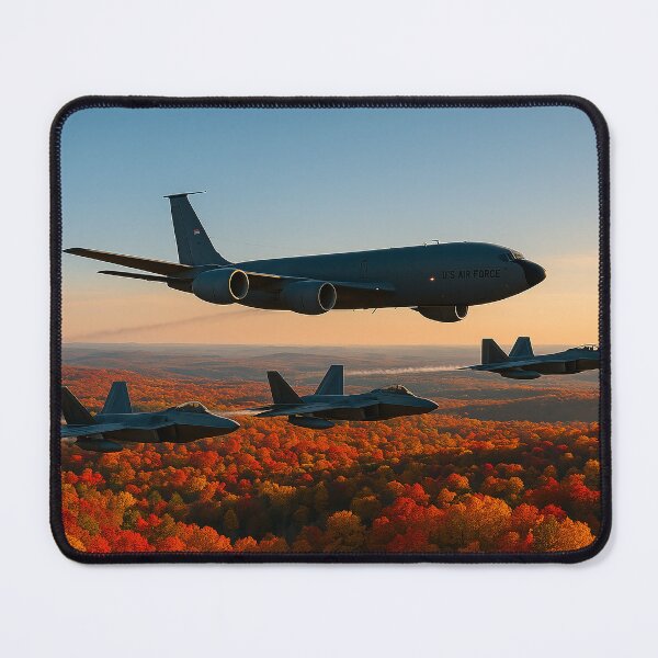 Item preview, KC-135 and F-22 Raptors Over Autumn Terrain designed and sold by Skyframe Aviation.