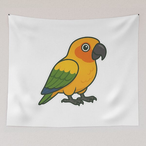 Item preview, Sun Conure – Vibrant Tropical Parrot Sticker designed and sold by Dark Side of The Merch.