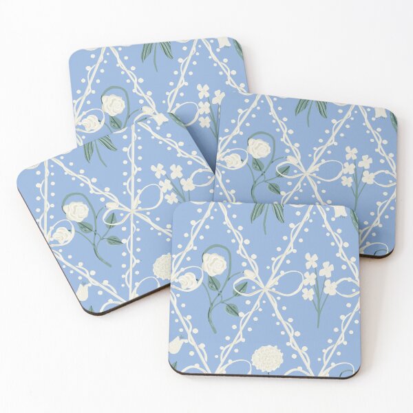 Item preview, Delicate Florals Soft Grandmillennial Preppy Girl Nursery Bright Blue White designed and sold by aneladesigns.