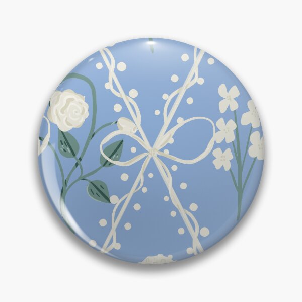 Item preview, Delicate Florals Soft Grandmillennial Preppy Girl Nursery Bright Blue White designed and sold by aneladesigns.
