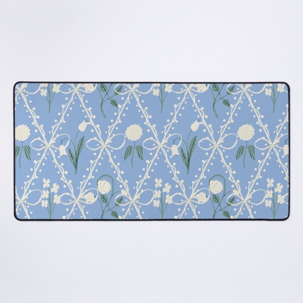 Item preview, Delicate Florals Soft Grandmillennial Preppy Girl Nursery Bright Blue White designed and sold by aneladesigns.
