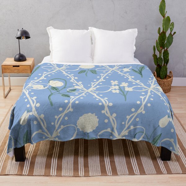 Item preview, Delicate Florals Soft Grandmillennial Preppy Girl Nursery Bright Blue White designed and sold by aneladesigns.