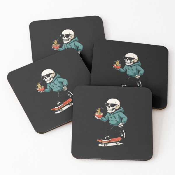 Item preview, Funny Skeleton Drinking Coffee on Skateboard | Cool Cartoon Skeleton Art designed and sold by ColorSplash123.