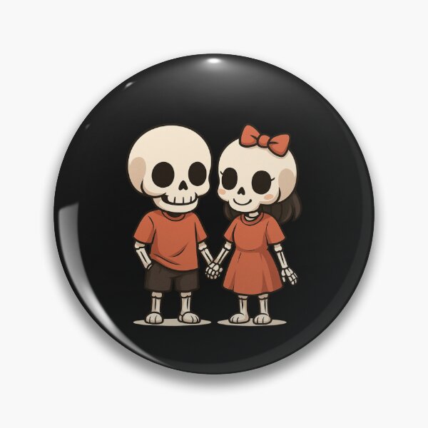Item preview, Chibi Skeleton Couple in Matching Outfits | Cute Skeleton Love Art designed and sold by ColorSplash123.