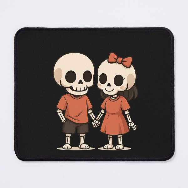Item preview, Chibi Skeleton Couple in Matching Outfits | Cute Skeleton Love Art designed and sold by ColorSplash123.