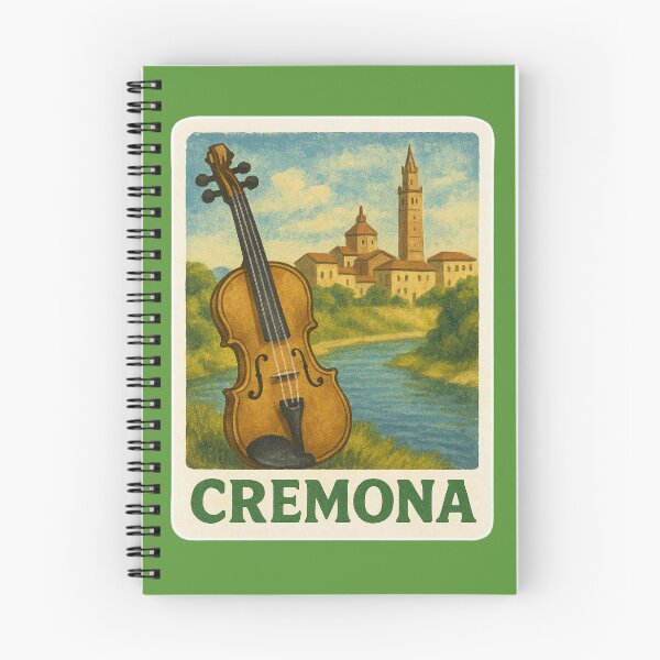 Item preview, Cremona Italy Sticker – Vintage Violin & Riverside View Travel Art designed and sold by Passeggiata Prints.