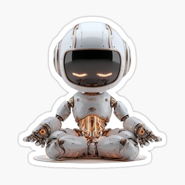 Item preview, Futuristic Monk Bot Meditating – Enlightened AI Concept Art designed and sold by Alphakenon.