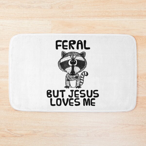 Item preview, Christian Raccoon, Feral But Jesus Loves Me, Church Funny designed and sold by doodlerob.