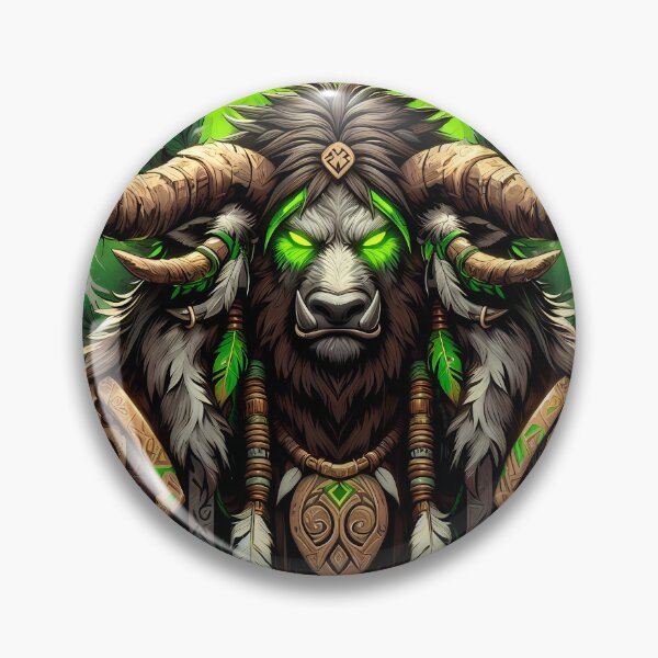 Item preview, Tauren Shaman – Tribal Fantasy Artwork in WoW-Inspired Style with Green Nature Magic designed and sold by TattooDrive.