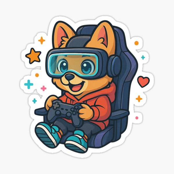 Item preview, Gamer Dog Wearing VR Headset with Controller – Funny Gaming Cartoon Design designed and sold by ColorSplash123.
