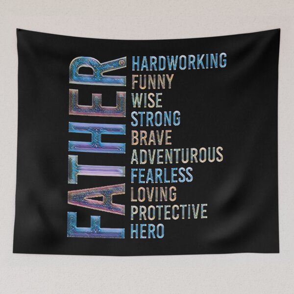 Item preview, FATHER Hardworking, Funny, Wise, Strong, Brave, Adventurous, Devoted, Fearless, Loving, Protector, Hero designed and sold by creativerooney.