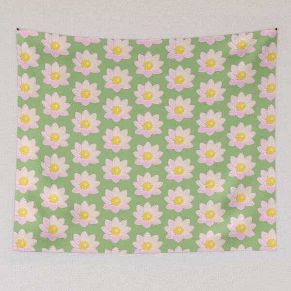 Item preview, Lotus 3D flower trendy pattern light green background designed and sold by HandmadeMood.