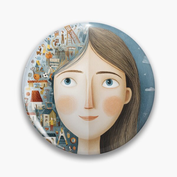 Item preview, whimsical illustration of two faces with long hair designed and sold by wonderisland.