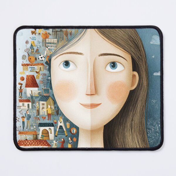 Item preview, whimsical illustration of two faces with long hair designed and sold by wonderisland.