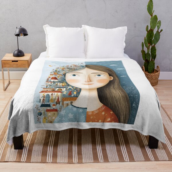 Item preview, whimsical illustration of two faces with long hair designed and sold by wonderisland.
