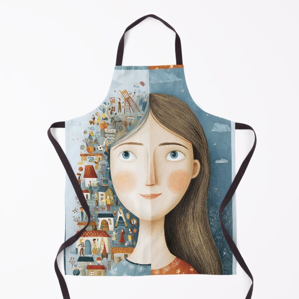 Item preview, whimsical illustration of two faces with long hair designed and sold by wonderisland.