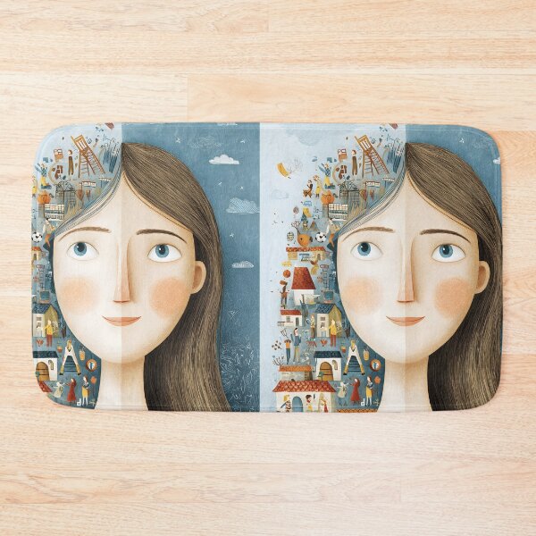 Item preview, whimsical illustration of two faces with long hair designed and sold by wonderisland.