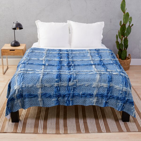 Item preview, Blue and White Faux Embroidery Plaid designed and sold by Nicholas Panek.