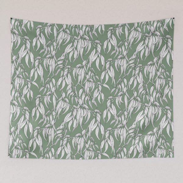 Item preview, Hand-drawn Eucalyptus Leaves on Green designed and sold by Nadya Neklioudova.
