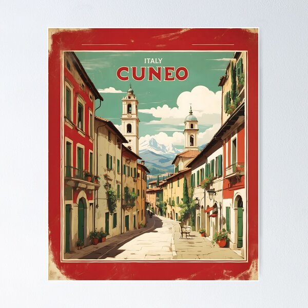 Item preview, Cuneo Italy Vintage Poster Tourism  designed and sold by TravelersGems.