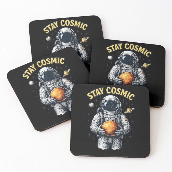 Item preview, Stay Cosmic Astronaut Art – Retro Space Explorer Holding Planet Illustration designed and sold by Shoot-The-Moon.