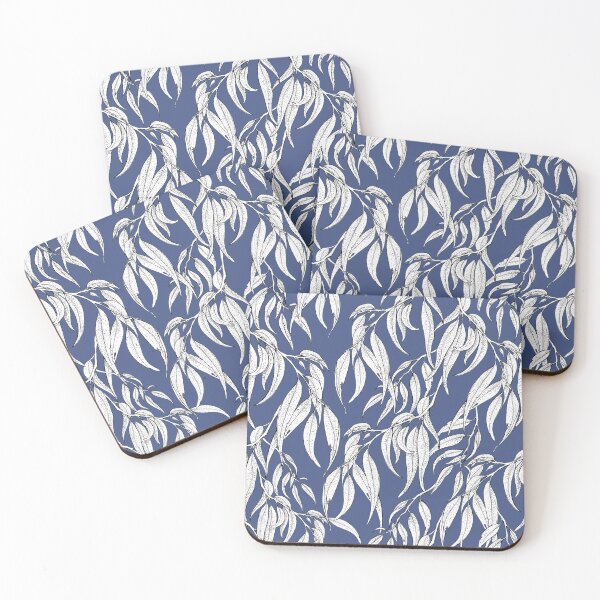 Item preview, Hand-drawn Eucalyptus Leaves on Blue designed and sold by Nadya Neklioudova.