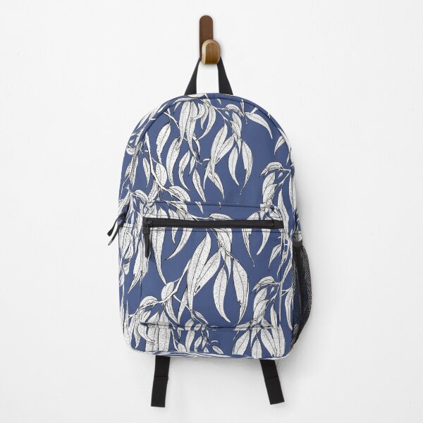 Item preview, Hand-drawn Eucalyptus Leaves on Blue designed and sold by Nadya Neklioudova.