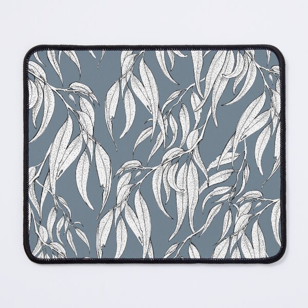 Item preview, Monochrome Eucalyptus Leaves on Dusty Blue designed and sold by Nadya Neklioudova.
